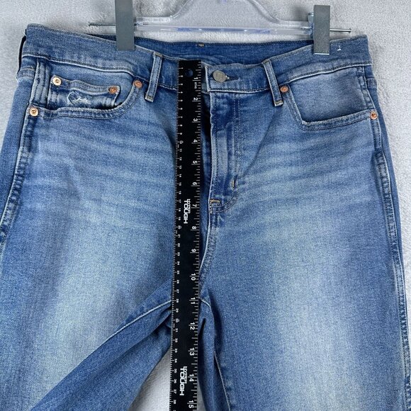 Gap Straight Jeans Vintage Slim Mid Rise Ankle Slit Womens Blue Size 32 |14R - Picture 8 of 10